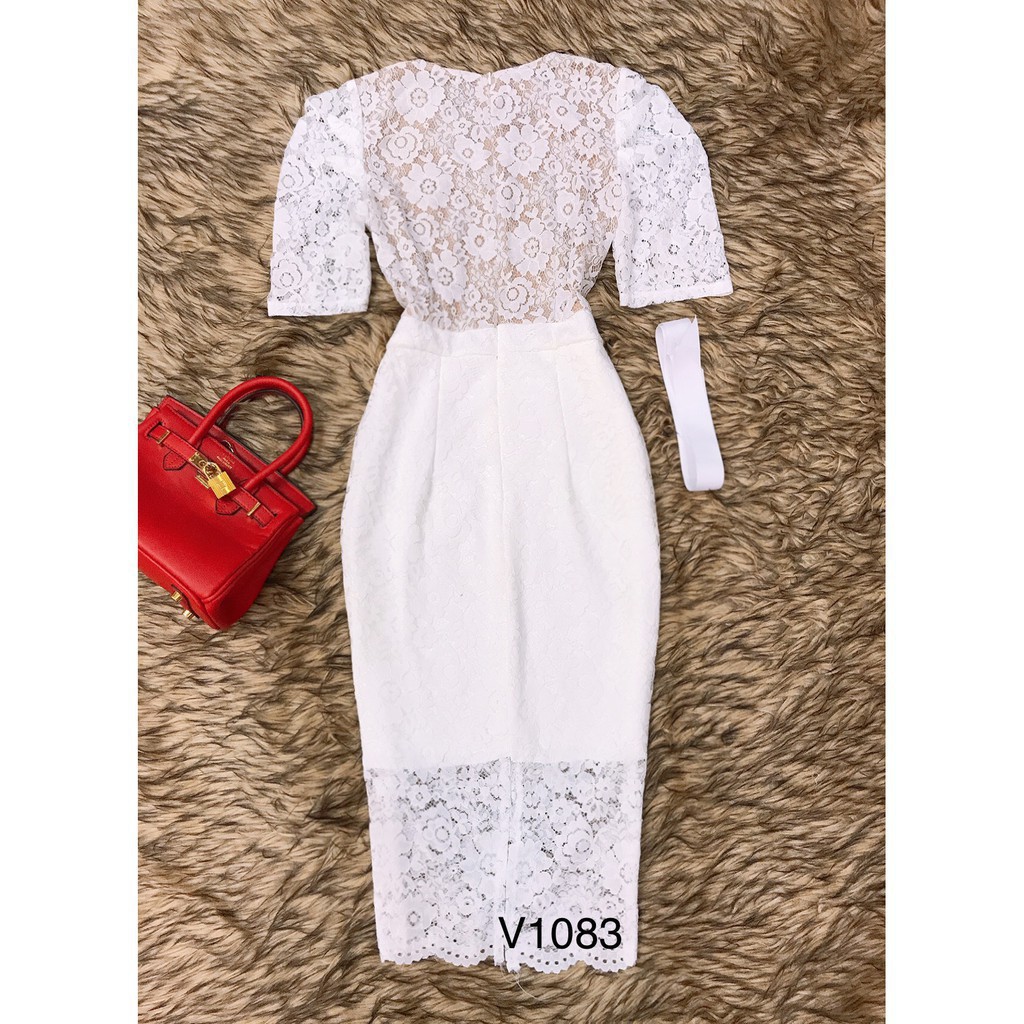 [ xả kho ] MiD Đầm ren body V1083 trắng Mie Design ảnh thật