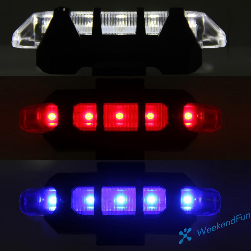 Rear 5 LED Bicycle Cycling Tail USB Rechargeable Red Warning Light Bike