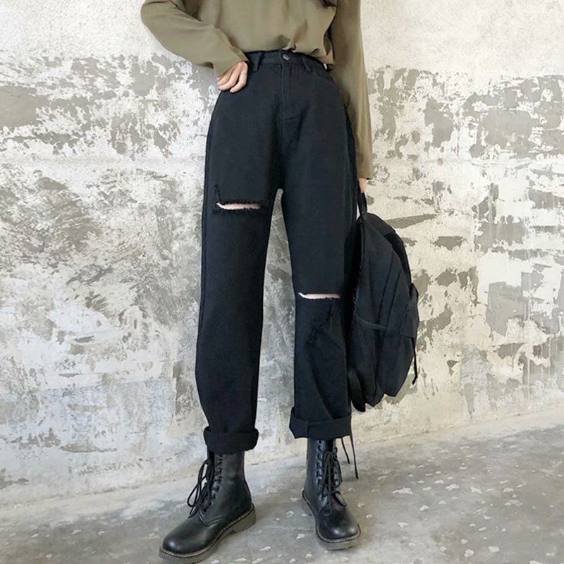 Quần Jeans Nữ Lưng Cao Ống Rộng Thời Trang Hàn | BigBuy360 - bigbuy360.vn