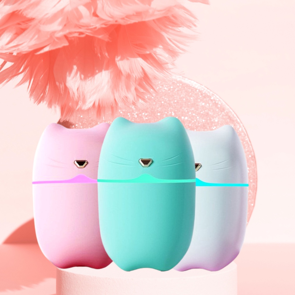 Đèn Xông Tinh Dầu Mini Humidifier Mèo Cho Phòng Ngủ &amp; Trên Ôtô Máy Xông Tinh Dầu Phun Sương Tạo Ẩm Tỏa Hương Đuổi Muỗi