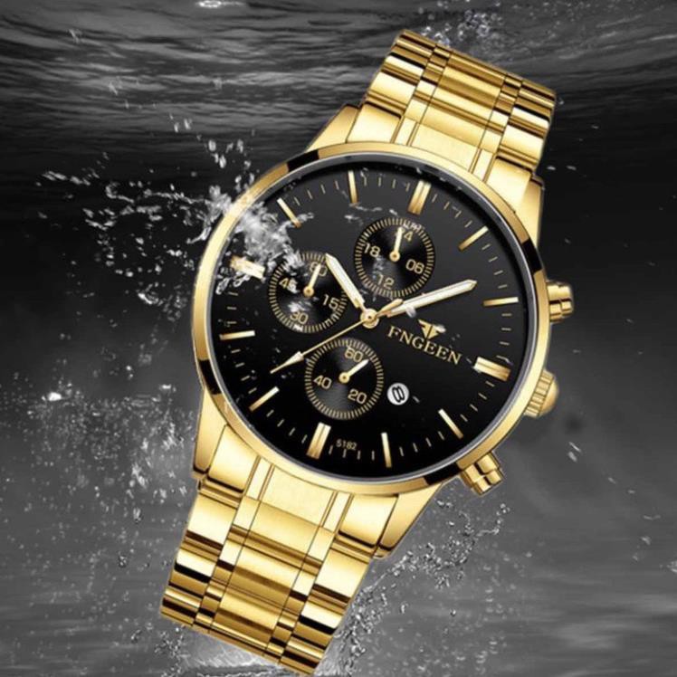 Đồng Hồ Nam FNGEEN Thép Không Gỉ Mạ Vàng Ánh Kim, Chống Nước, Màn Hình Chống Xước | BigBuy360 - bigbuy360.vn