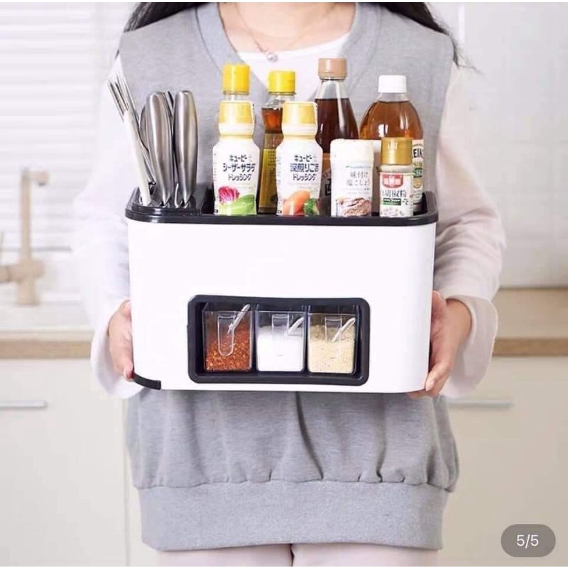 Khay đựng đồ gia vị đa năng - Khay để đồ có chỗ cài dao,kéo gọn gàng