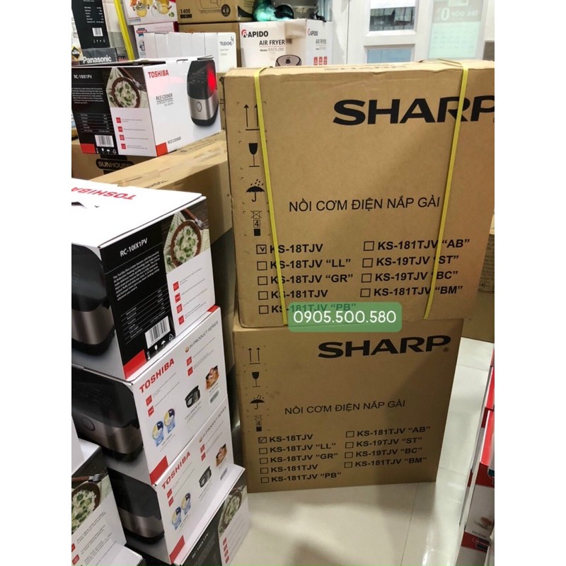 [Mã 254ELSALE giảm 7% đơn 300K] Nồi cơm điện Sharp 1.8 lít KS-18TJV - Hàng chính hãng bảo hành toàn quốc 12 tháng