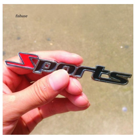 Logo tem nhãn 3D kim loại chữ SPORT SPORTS dán xe hơi ô tô tương thích các xe Toyota Vios Innova và Hyundai Accent