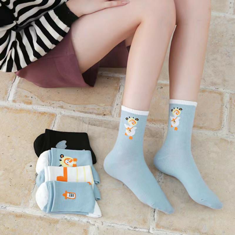 Tất vớ cổ cao họa tiết dễ thương vải co giãn thời trang Hàn Quốc Cat Slipper CSV06