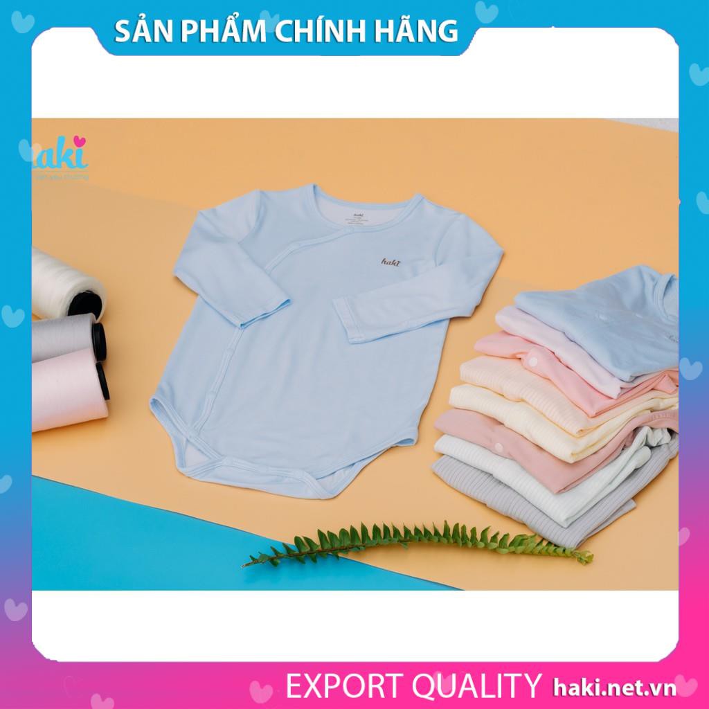 Bodysuits (chip) dài tay cài lệch vải sợi tre cao cấp siêu mềm mịn HAKI- Body cho bé trai bé gái - BB021