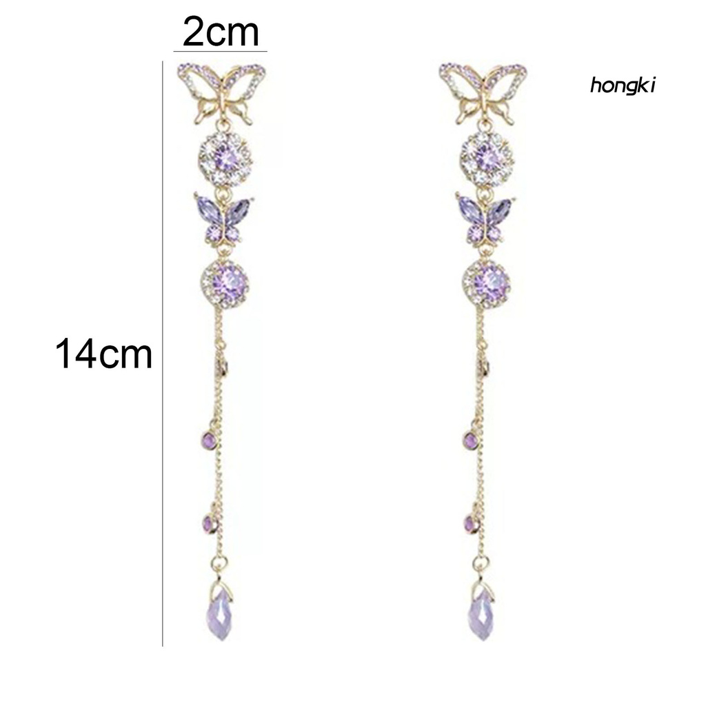 Set 2 Hoa Tai Hình Bướm Đính Đá Nhân Tạo Thời Trang