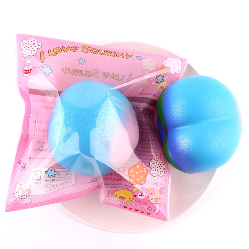 Squishy Lớn JUMBO Hình QUẢ ĐÀO MÀU XANH DƯƠNG Đồ Chơi Xốp Giảm Stress Hình mềm mịn dễ Thương đàn hồi Cho Bé