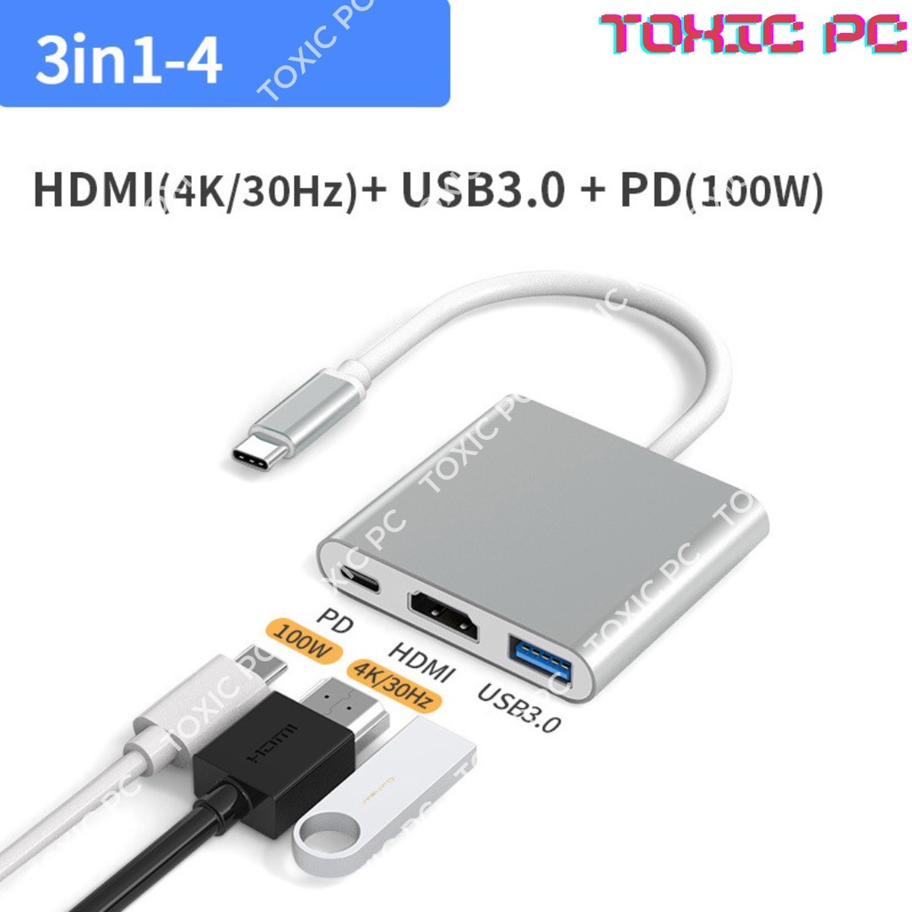 Bộ Chuyển Đổi HUB Type C, HUB USB 3.0 to HDMI,USB 3.0,SD,TF,RJ45,PD Type-C cho Laptop, Macbook_TOXIC PC