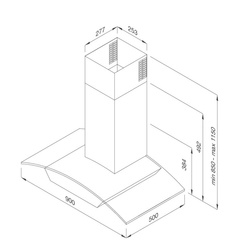 Máy Hút Mùi Áp Tường Malloca SIGMA - K820T - Công suất hút 850m3/h - Ngang 90cm