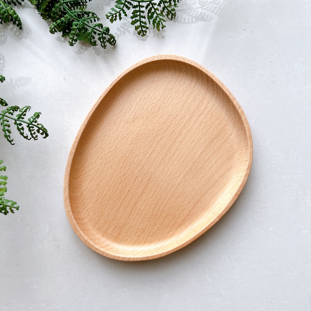 Khay gỗ hình đá cuội, khay gỗ sồi beech cao cấp decor, chụp ảnh sản phẩm