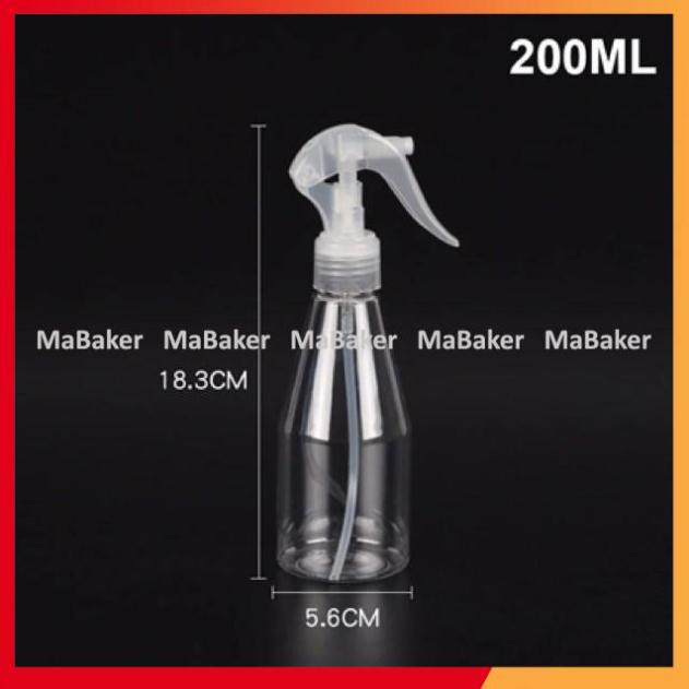 [Freeship] Bình xịt phun sương làm bánh 200ml chất liệu cao cấp, trong suốt, có khoá hãm - MaBaker