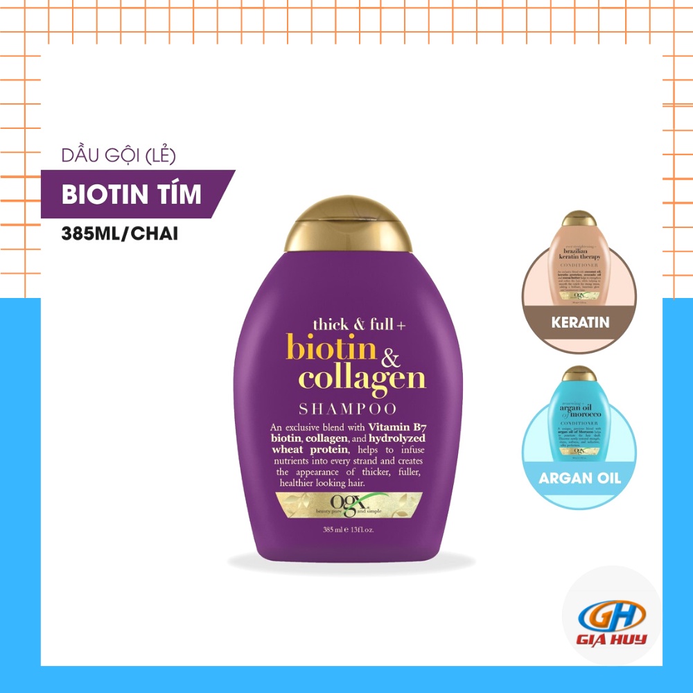 Dầu gội đầu OGX  Biotin và Collagen dung tích 385ml chính hãng