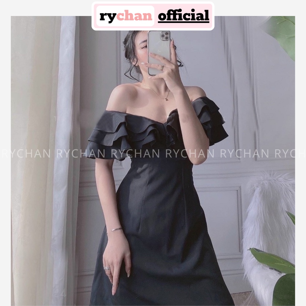 Đầm Váy Nữ Dự Tiệc Cưới Cổ V Phối Bèo Bo Eo Ôm Body Cực Sang Chảnh Màu Trắng Đen[ẢNH THẬT CUỐI] - DX9953