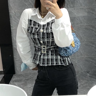 Áo sơ mi Ju Seok Kyung kiểu hoạ tiết caro