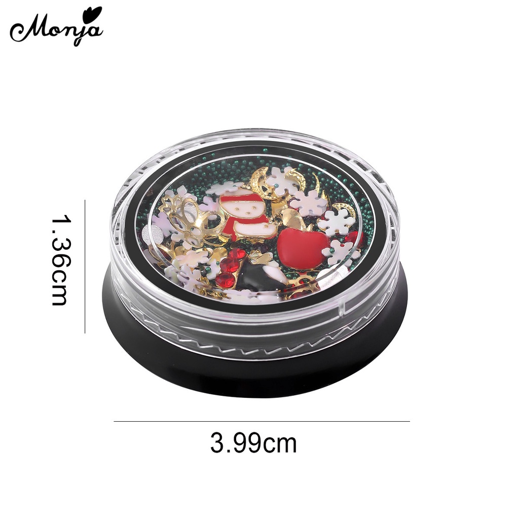 [Hàng mới về] Hộp phụ kiện trang trí móng tay nghệ thuật MONJA 3D phong cách Giáng Sinh đáng yêu