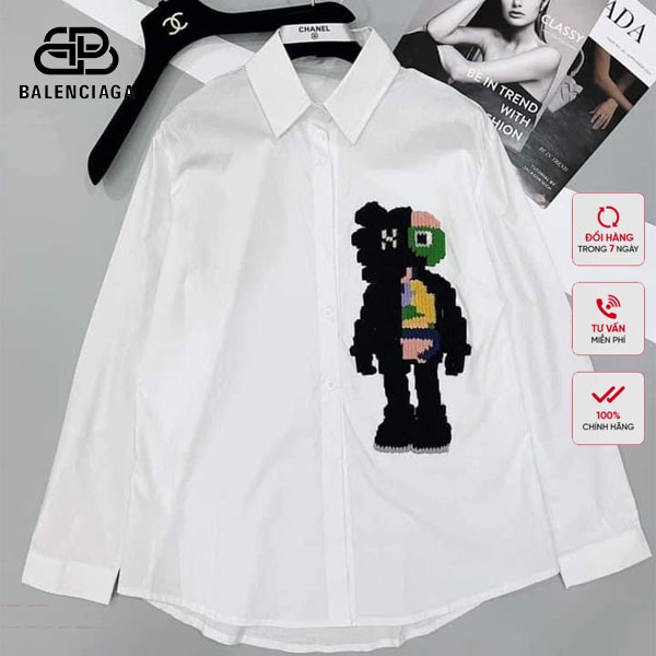 Áo Sơ Mi Unisex In Chữ Balenciaga