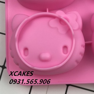 Khuôn Silicon Mèo Hello Kitty Vĩ 4 Mặt Lớn