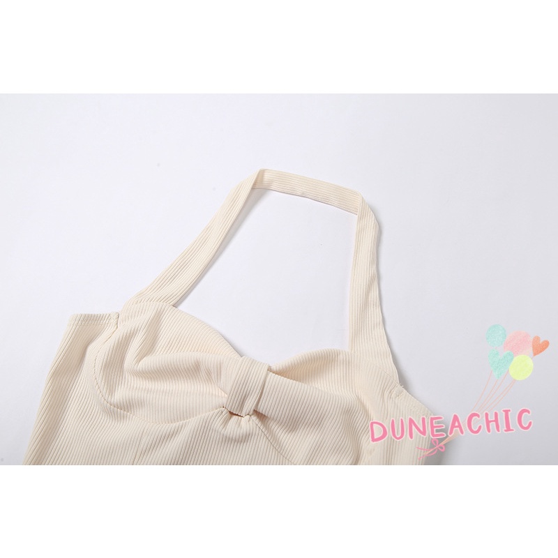 DUNEA Áo Tank Top Hở Lưng Màu Trơn Quyến Rũ Cho Nữ