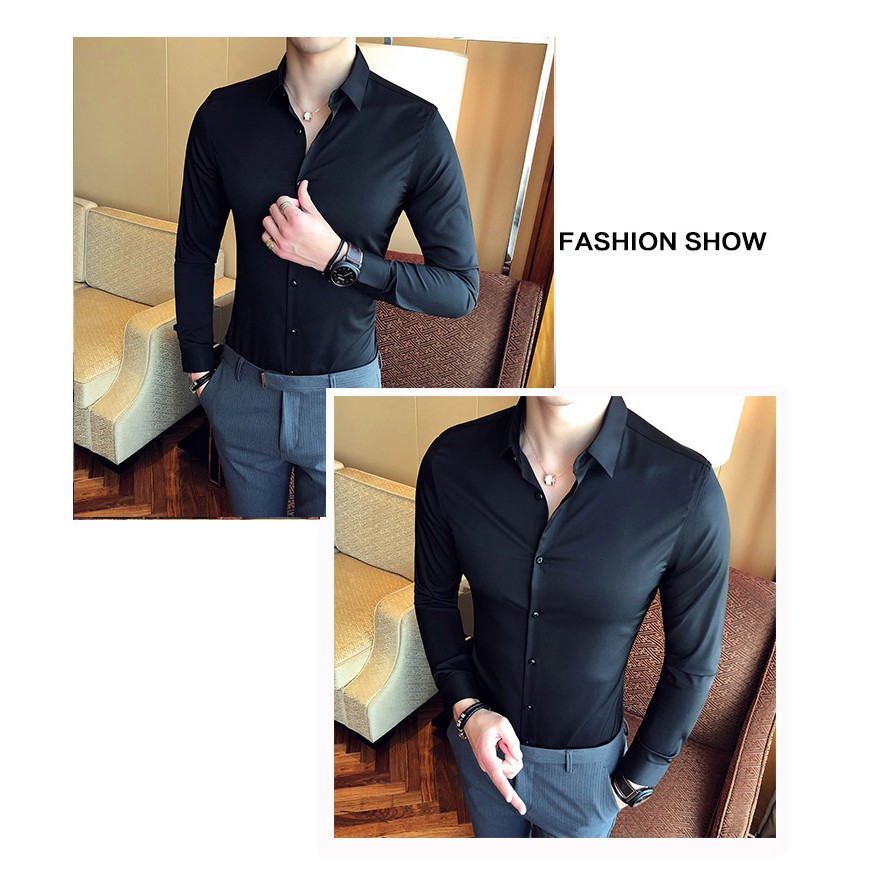 Áo sơ mi nam đen 💚𝐅𝐑𝐄𝐄𝐒𝐇𝐈𝐏💚sơ mi nam đen big size vải không nhăn, mềm mịn, thoáng mát, sang trọng. | BigBuy360 - bigbuy360.vn