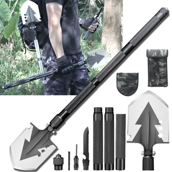 Bộ Xẻng Quân Dụng Đa Năng Để Cốp Xe, Đi Câu, Cắm Trại, Dã Ngoại - VOL