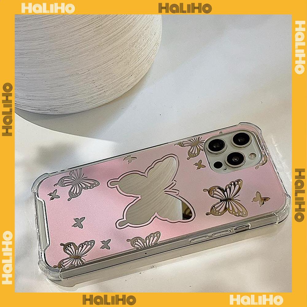Ốp điện thoại acrylic HD gương laser in bướm hồng thích hợp cho iPhone 11 13 Pro Max 12 Pro Max 7 Plus iPhone xr xs