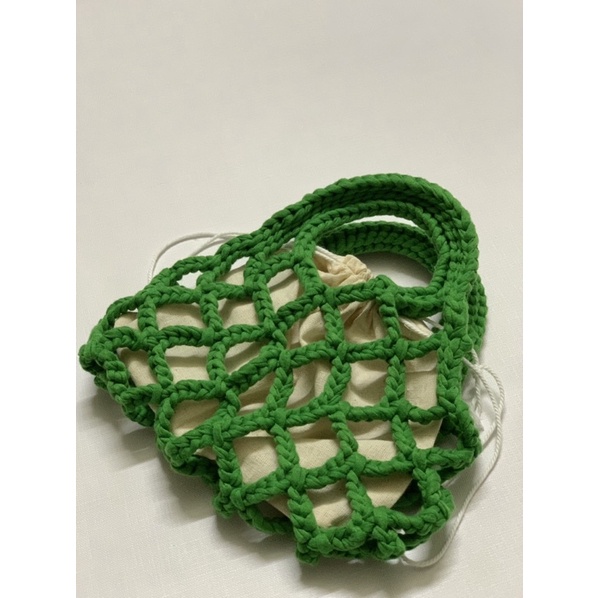 Túi lưới len mini rút dây handmade - Net bag - Nhận đan móc theo yêu cầu