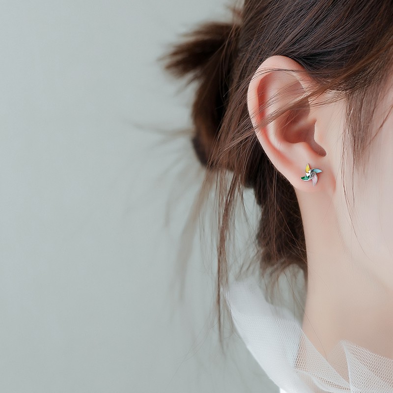 Korean style three-dimensional windmill female earrings A658