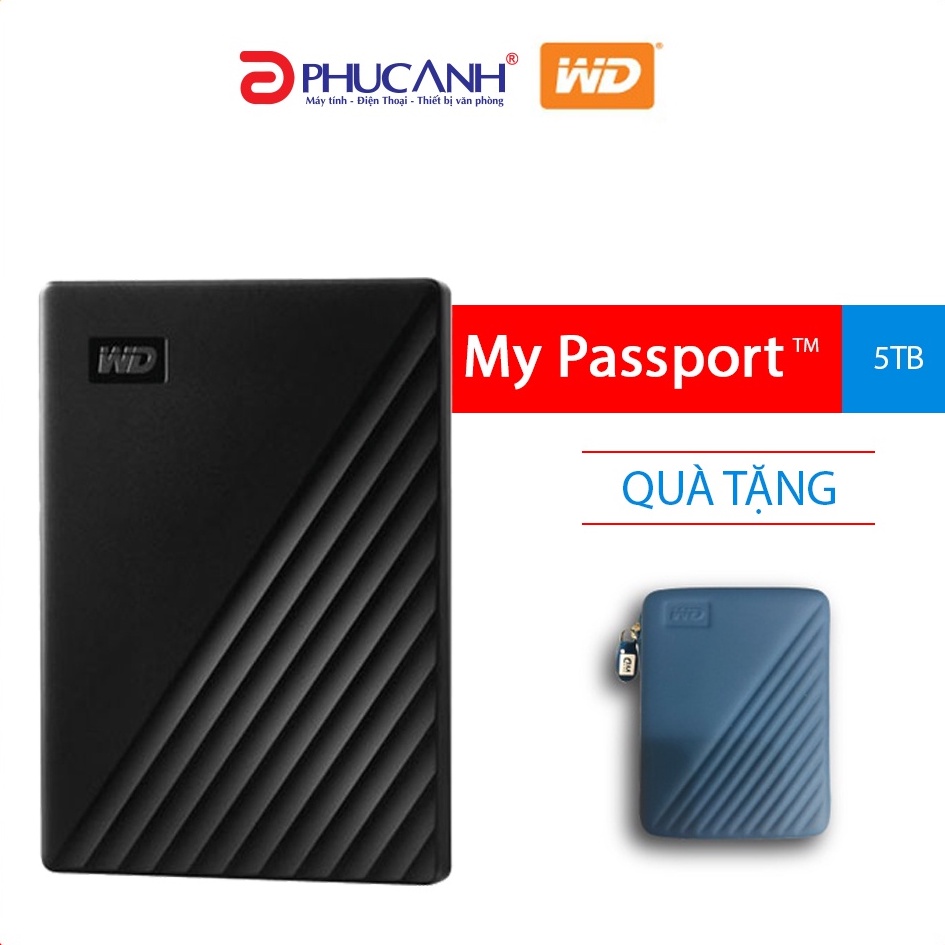 Ổ cứng di động Western My Passport 5Tb USB3.2 tặng kèm bao đựng