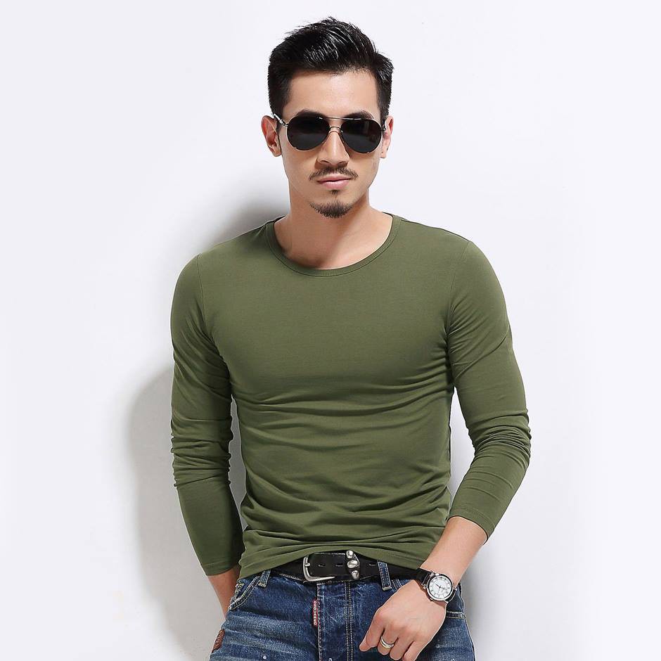 Áo thun nam dài tay, áo giữ nhiệt nam co dãn 4 chiều cổ tròn và cổ tim | BigBuy360 - bigbuy360.vn