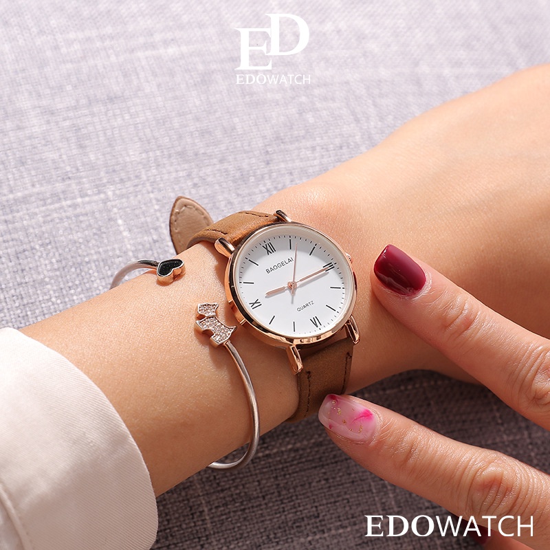 Đồng hồ đeo tay nữ, kiểu đẹp BAOGELAI kết hợp vòng tay cuff cho học sinh, sinh viên, giá rẻ phong cách hàn quốc