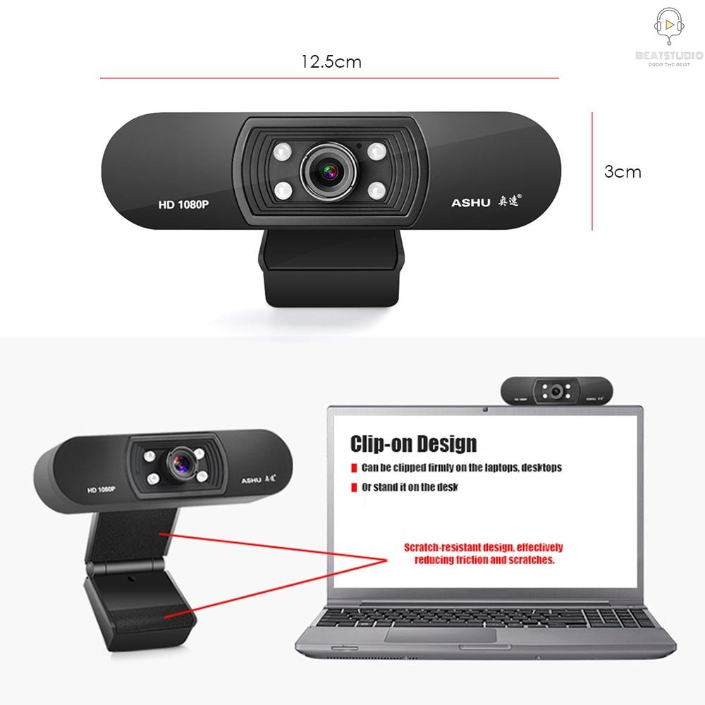 Webcam ASHU USB 2.0 kỹ thuật số HD 1080P với CMOS 2.0 megapixel kèm micro tiện dụng