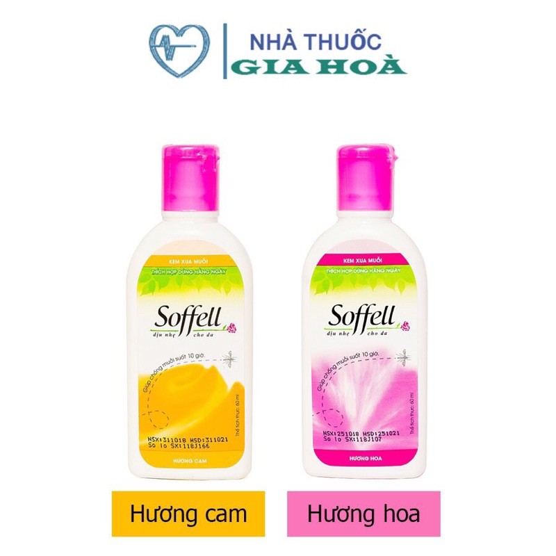 Kem bôi xua muỗi, chống muỗi Soffell 60ml (Hiệu quả 10 giờ)(Dùng cho bé trên 4 tuổi)[sofell, soffel, sofell]