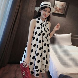 Đầm suông chấm bi xếp tầng- ĐB009