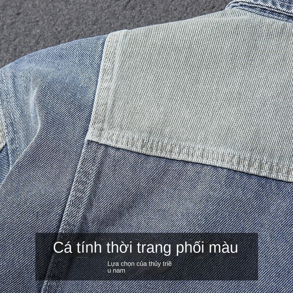 Áo khoác denim dáng rộng màu sắc trẻ trung phong cách xuân thu 2021 cho nam