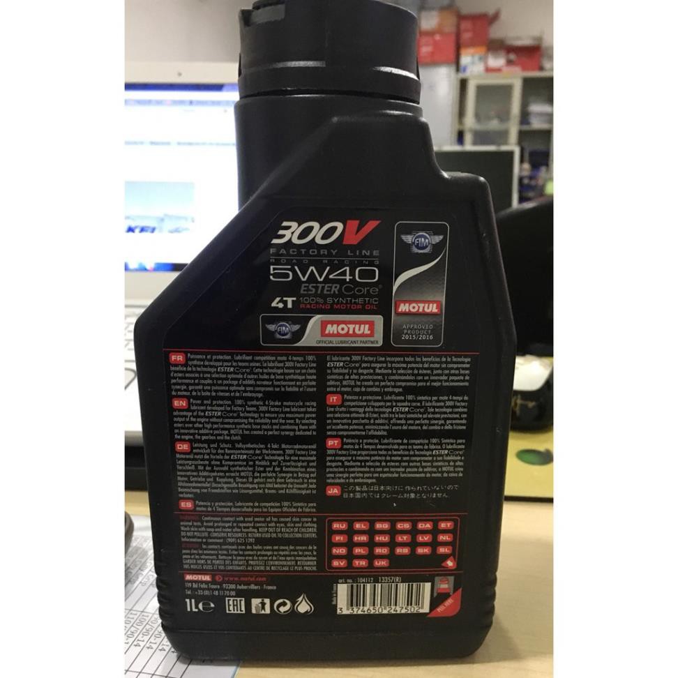 Nhớt Motul 300V 10W40 tem 1 lớp 1L, 1L1, 1L2, 1L3, 1L4