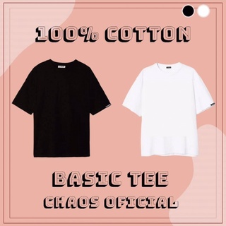 [Áo thun Unisex Chaos] Basic Tee phông trơn nam nữ tay lỡ oversize form rộng 2 màu: Trắng - Đen