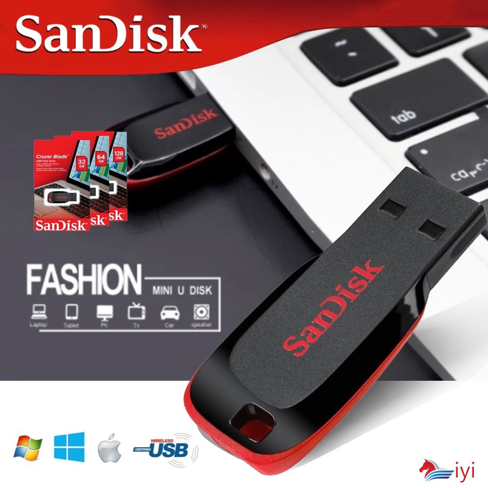 Sandisk Cruzer Blade 2.0 Bút Ổ USB 128GB 256GB 512GB 1TB 2TB Ổ Đĩa Flash USB memory Stick
