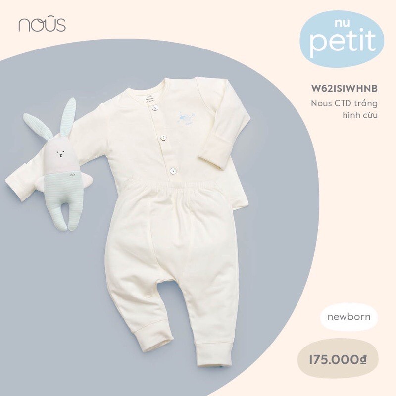 Nous -  Bộ cài thẳng Newborn chất Petit cho bé trai, bé gái sơ sinh
