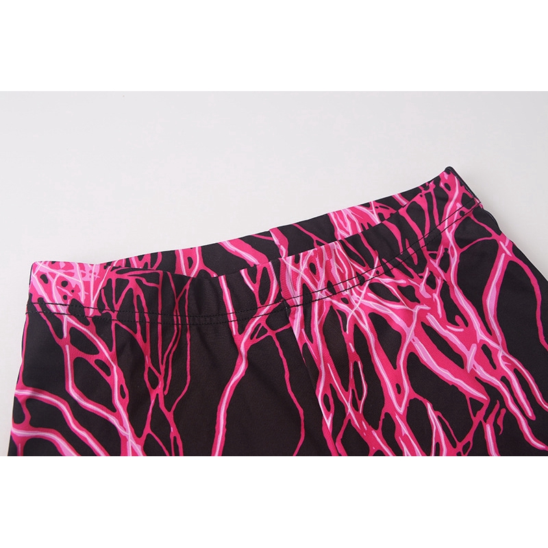 DUNEA Set Đồ 2 Mảnh Gồm Áo Croptop Và Quần Dài Ống Loe In Họa Tiết Bất Đối Xứng Thời Trang Dành Cho Nữ