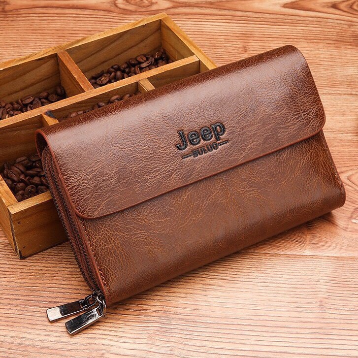 Ví cầm tay nam nữ thời trang JEEP BULUO, KT: 21x13x4cm (Nâu sáng-Nâu đậm-Đen) | BigBuy360 - bigbuy360.vn