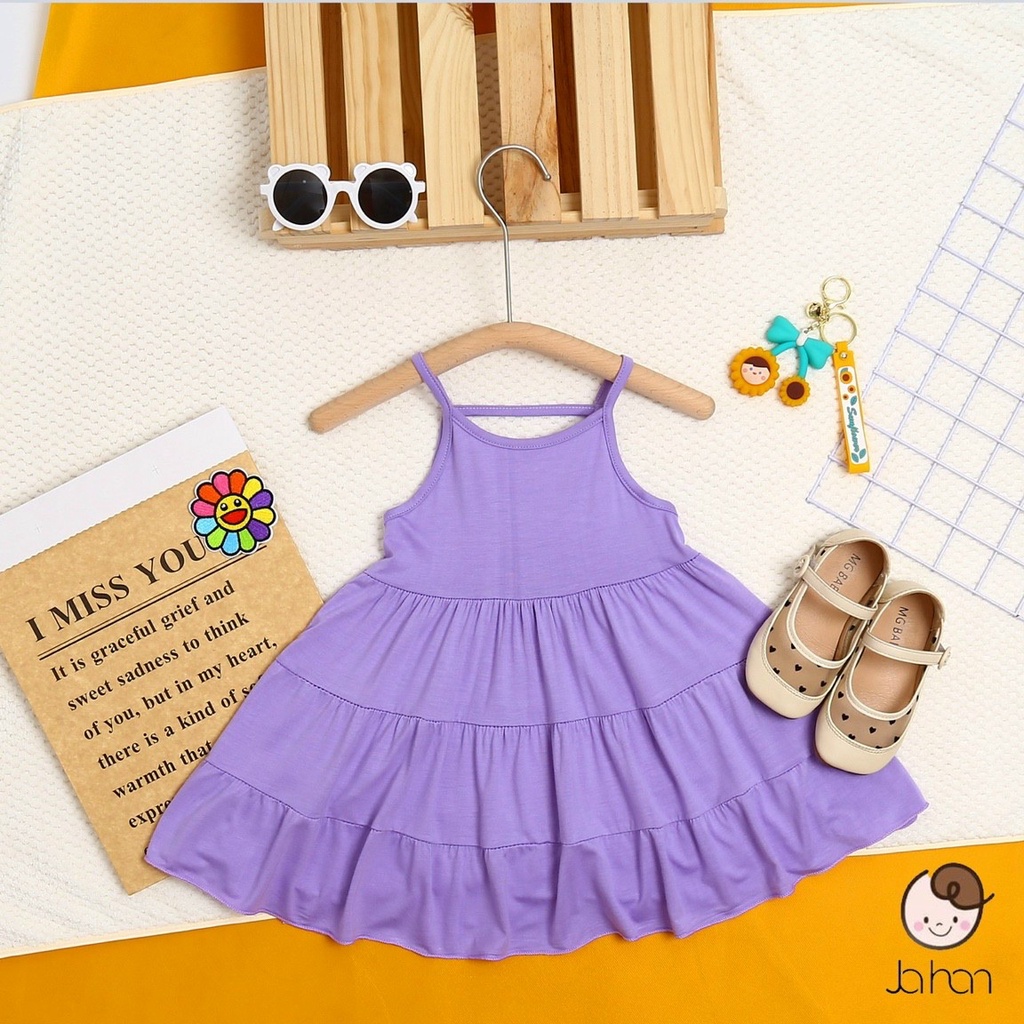 NOWSHIPĐầm Minky Mom Thun Lạnh Dể Thương Bé Gái 7-18kg