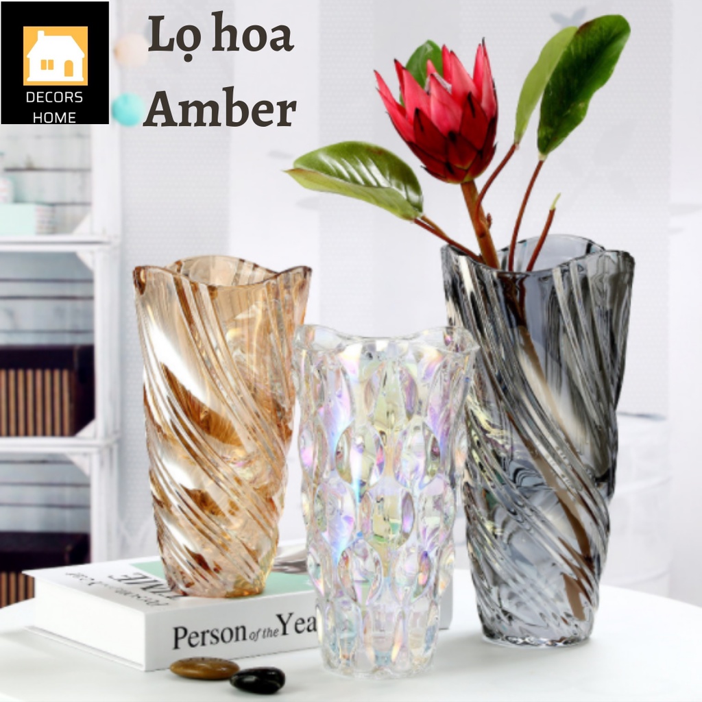 Lọ hoa HENGBO Amber cao 24cm Phong Cách BẮC ÂU