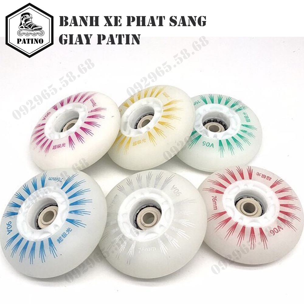 Bánh xe patin có đèn led (loại tốt), cao su có độ bám đường rất tốt