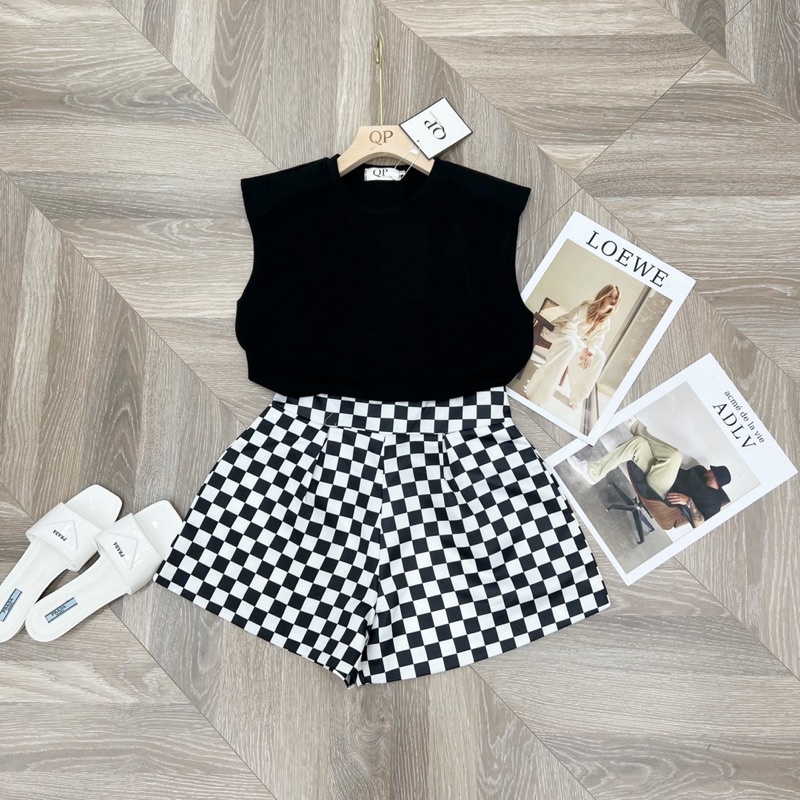 Set áo cộng quần caro