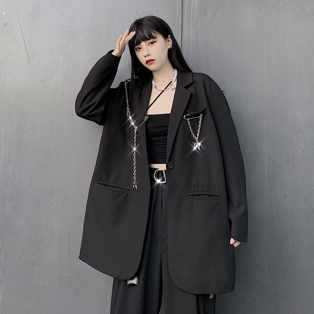 Áo BLAZER dài kèm phụ kiện phong cách UNSEX -THỜI TRANG NAM NỮ đều mặc được | BigBuy360 - bigbuy360.vn