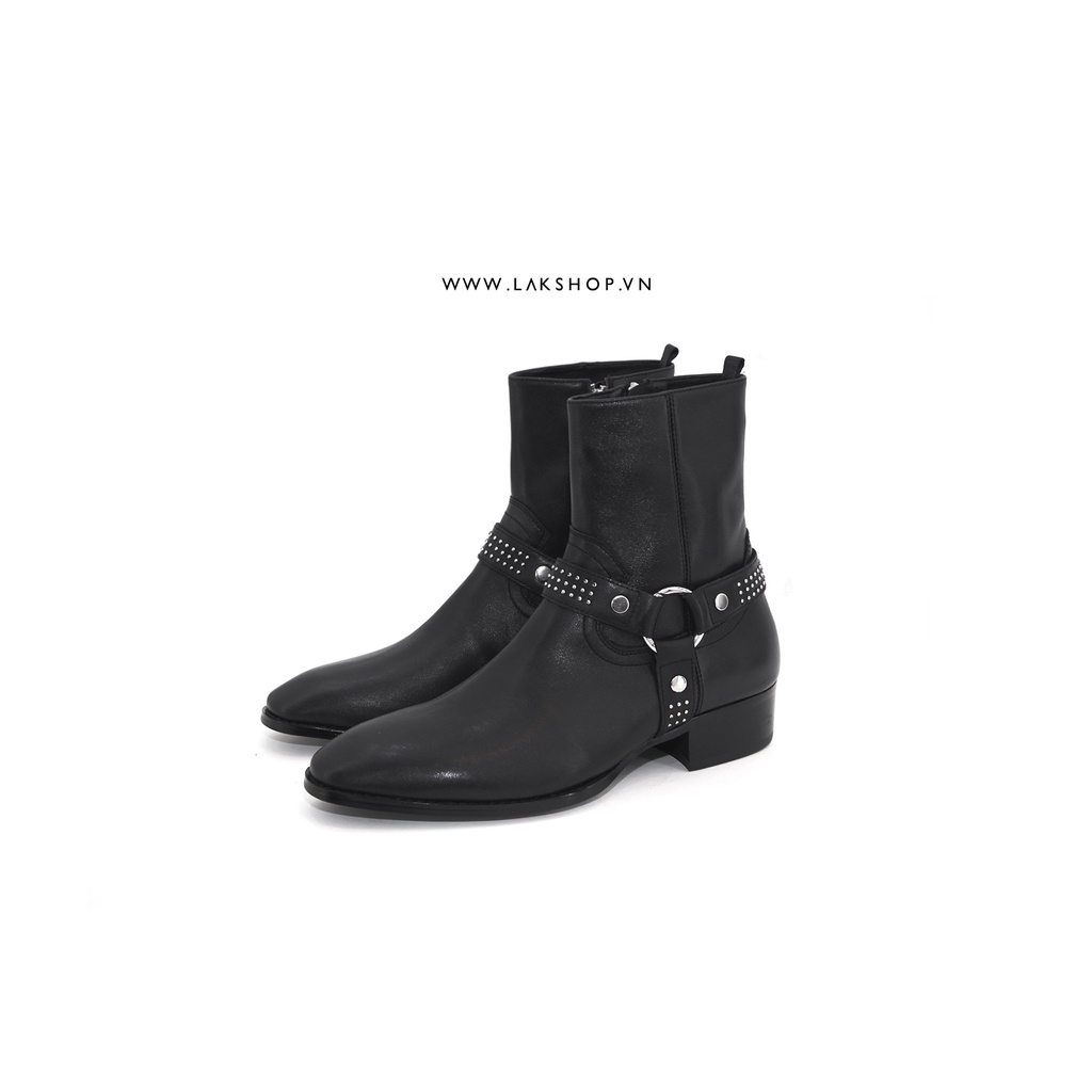 Giày Đinh S.L.P Black Studded Wyatt Boots