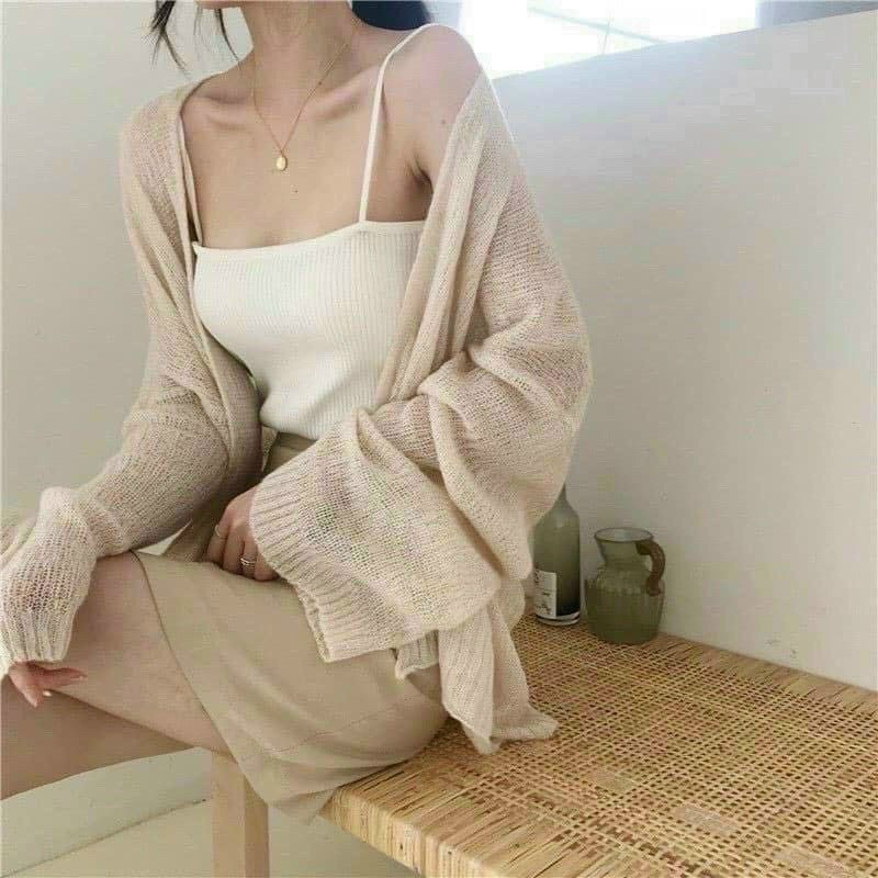 Áo khoác cardigan 🤤Freeship🤤 áo khoác nữ chất len lưới mỏng nhẹ siêu sang chảnh chống nắng