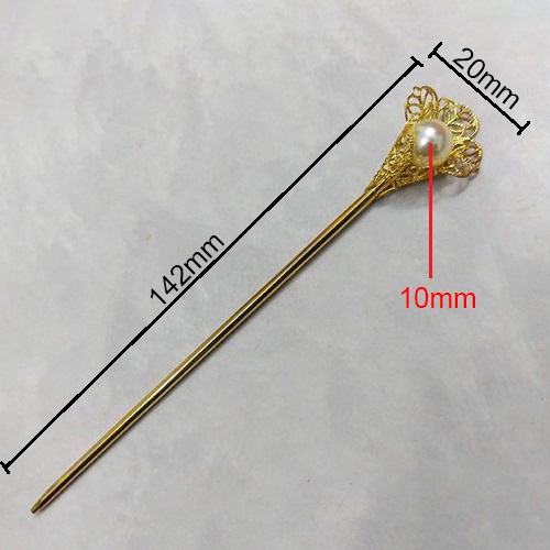 Trâm cài tóc cổ trang đính hạt trai 14.2cm phong cách đơn giản dùng cho búi tóc cosplay cổ phục việt phục