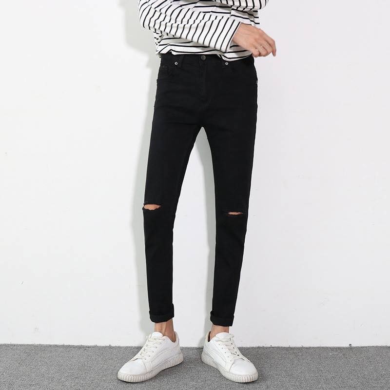 [Mã FASHIONMALLT4 giảm 15% tối đa 30K đơn 150k] Quần jean nam rách gối Q220 (Đen) MĐ | BigBuy360 - bigbuy360.vn